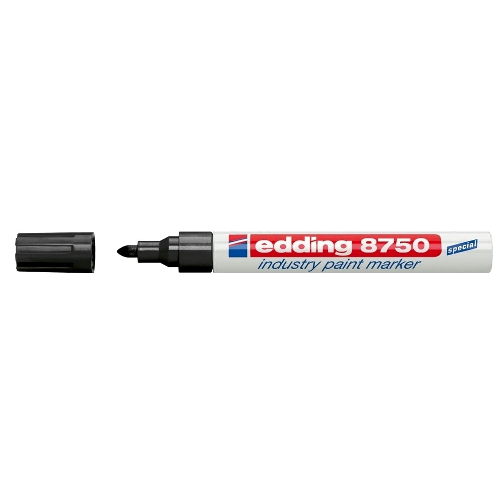 Marker permanent Edding 8750, cu vopsea, corp aluminiu, varf rotund, 2-4 mm, negru Marker permanent Edding 8750, cu vopsea, corp aluminiu, varf rotund, 2-4 mm, negru